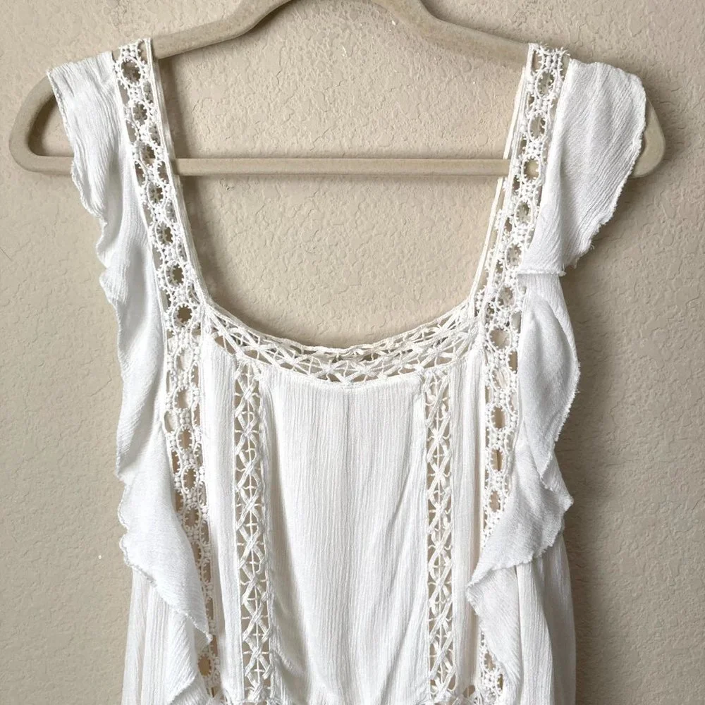 Free People One Boho Eyelet Ruffle Lace Trim Priscilla Mini Dress_9
